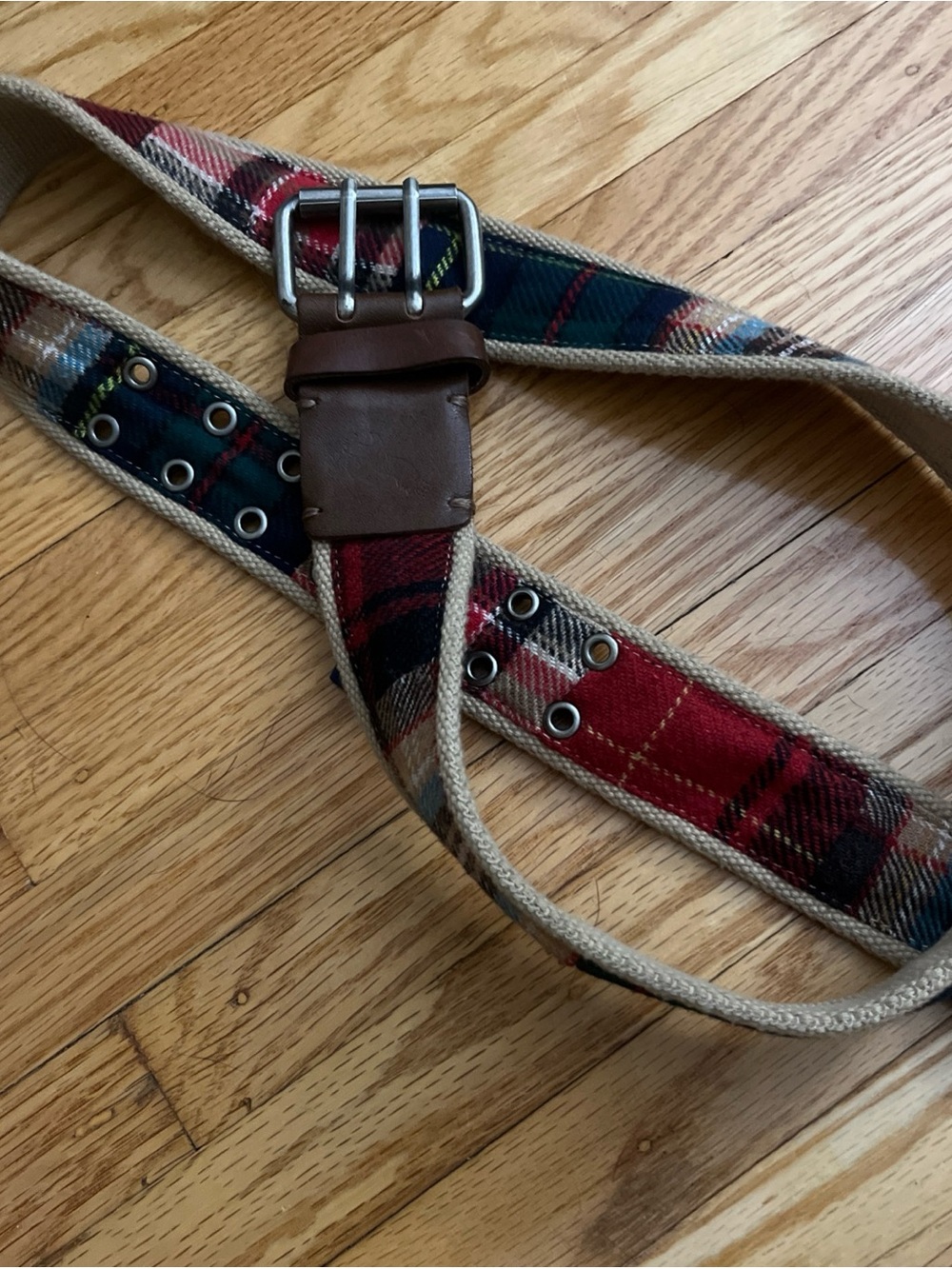 American Eagle Wool Blend Canvas/Leather Belt Size 34